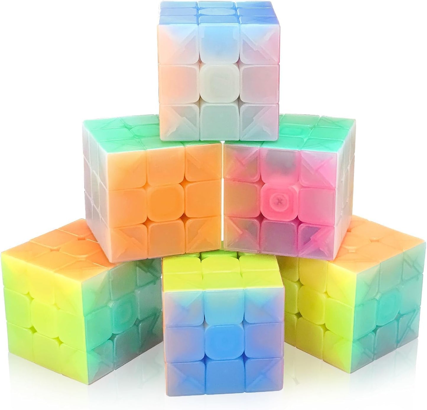 Vdealen 3x3x3 Speed Cube Set, 6 Pack Speed Cube Bulk Magic Cube Set, School Classroom Prize for Students Birthday Party Favors Stocking Stuffers Gifts for Kids Teens Adults(Carbon Fiber Sticker)