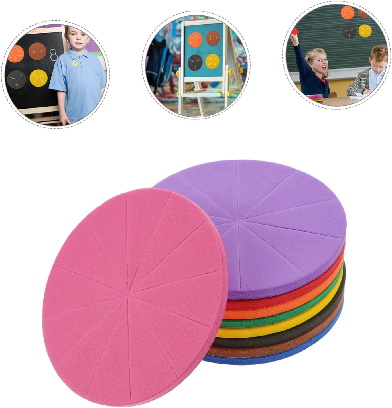 Homoyoyo 1 Set Eva Fraction Circles Early Educational Plaything for Students Lightweight Teaching for Understanding Fraction Relationships and Numbers