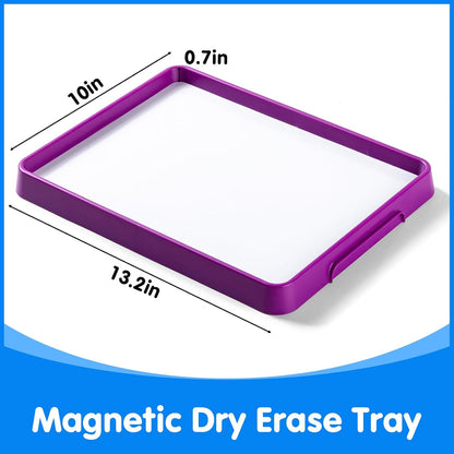 Magnetic Tray with 95 Magnetic Letters & 36 Alphabet Flash Cards – Kids Dry Erase Board, Magnetic Board for Kids & Classroom Learning Tool (Cyan)