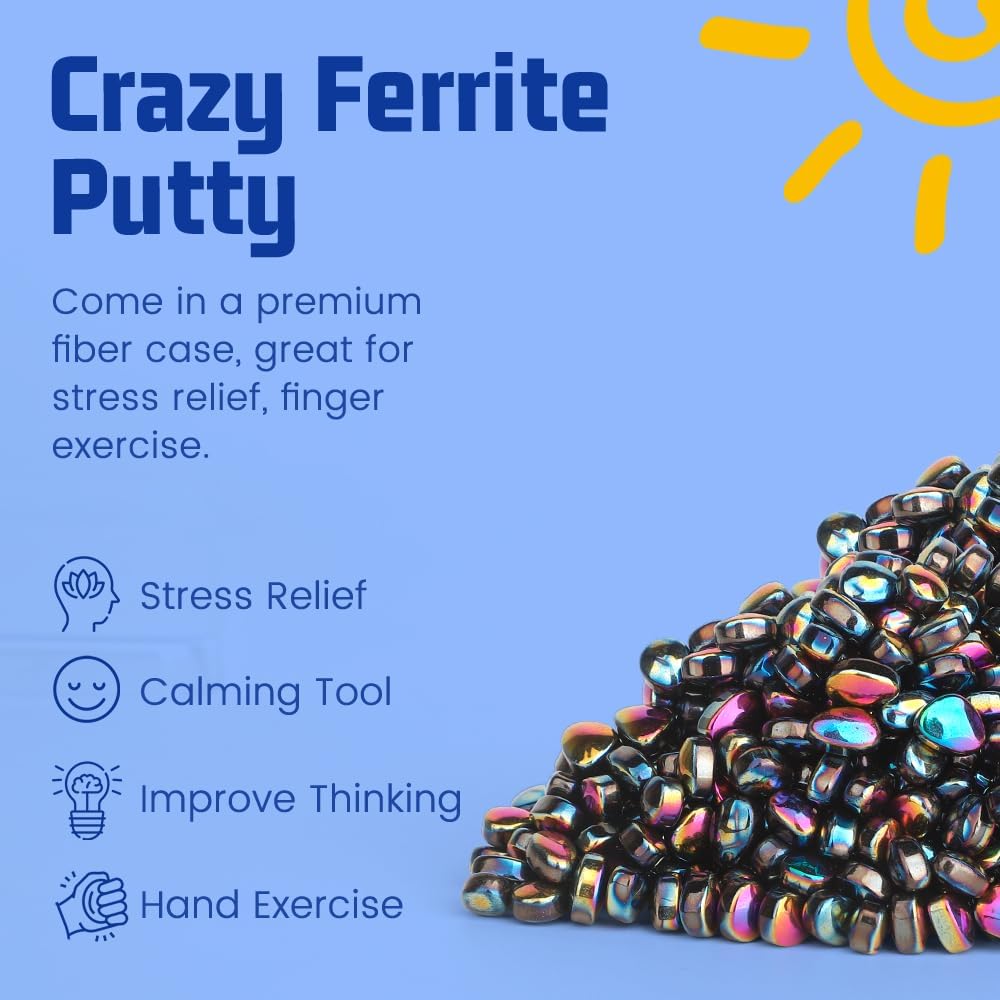 Umnodobn Magnet Slime Putty, Fidget Toy Ferrite Putty Beads, Hematite Magnetic Stones Eggs with 1.26 inch Magnet Balls, Cool Desk Toy, EDC Toy Science Kit Gift