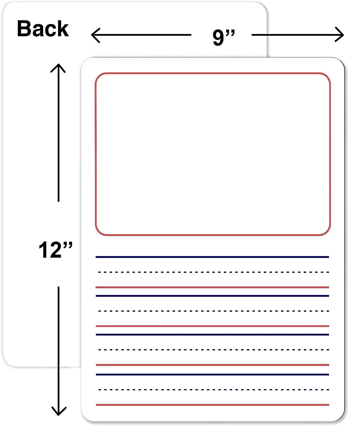 Scribbledo Double Sided Whiteboard Lined Dry Erase Board for Kids Ruled Writing Board Handwriting Practice Small White 9x12 Dry Erase Board with Lines Education Teacher Supplies