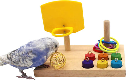 QBLEEV Bird Training Ring Toy, Parrot Trick Tabletop Toys, Educational Stacking Color Rings, Cage Toys