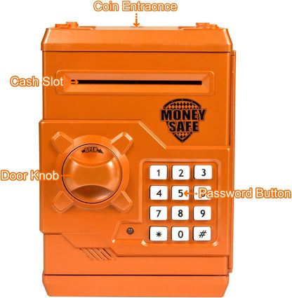 Mini ATM Piggy Bank ATM Machine Best Gift for Kids,Electronic Code Piggy Bank Money Counter Safe Box Coin Bank for Boys Girls Password Lock Case (Rose Gold)