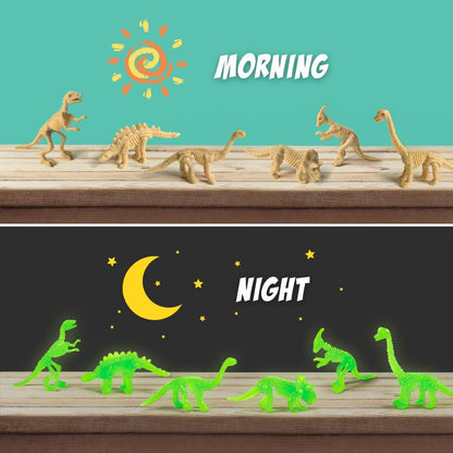 Byncceh Dinosaur Fossil Digging Kit for Kids - Excavate 12 Prehistoric Bones, Includes Glow in The Dark Dino Fossil - STEM Educational Archaeology Science Toy Ages 6-12
