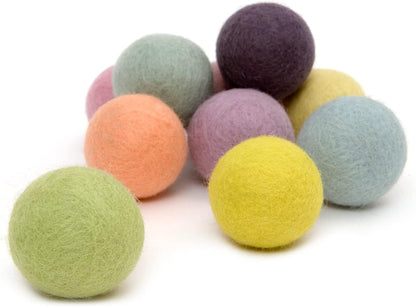 Glaciart One Felt Balls, Felt Pom Poms (5 Pieces) 4 Centimeters - 1.6 Inch, Handmade Felted 5 Vibrant Colors Wool Balls for Cats, Felting and Garland