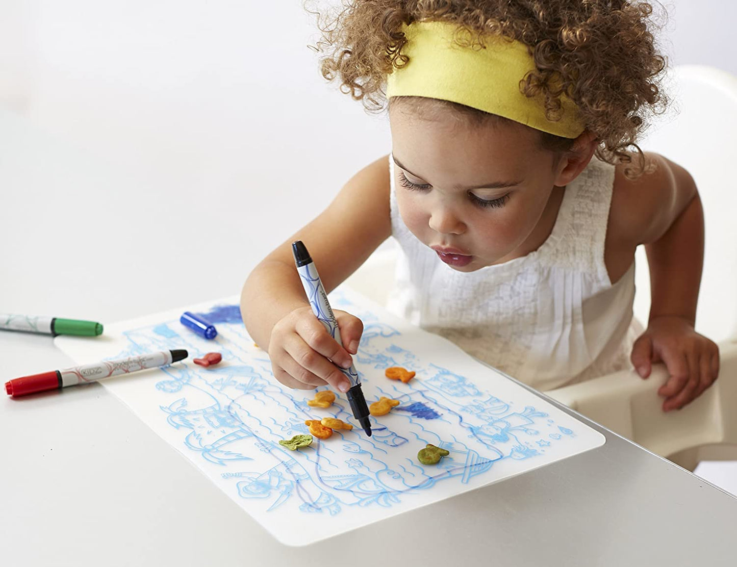 Modern-Twist 100% Plastic Free Silicone Waterproof, Dishwasher Safe Doodle Mat, Single Mat, Alphabet Animals