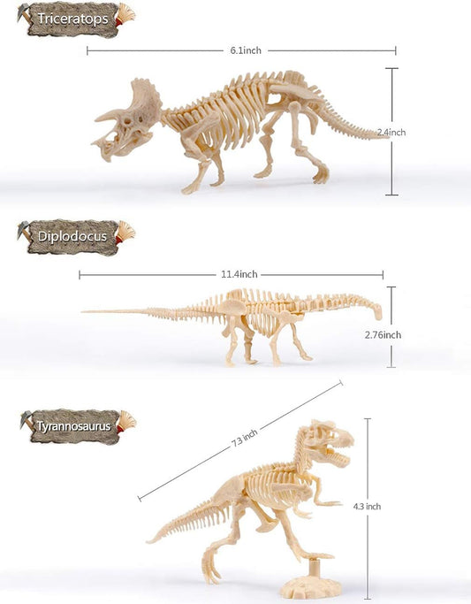 Dinosaur Excavation Kits for Kids,Dino Dig Kits T-Rex,Triceratops and Diplodocus,Dinosaur Fossil Excavation Kits,Children's Popular Science Education Toys - Dinosaur DIY Toys（Three-Piece Suit）