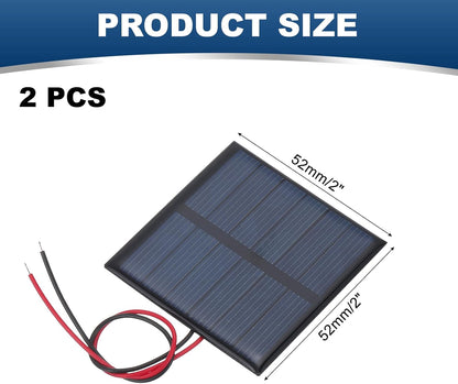MECCANIXITY 2 Pcs 5.5V 0.44W 70mA Mini Solar Panels, Small Polycrystalline Solar Cell Panel with 2 Cable for DIY Electric Toy Materials Kits Charger, 60mm x 60mm