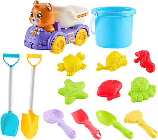 Pack of 14 Water Play Toy for Outdoor Sand Beach Bath Time Fun with Shovels and Sand and Toy Family Outdoor Games