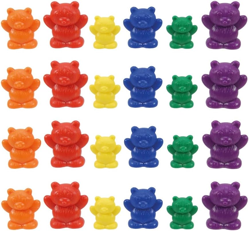 EAI Education Bear Counters: 3 Sizes: 6 Colors - Set of 96 in a jar