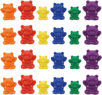 EAI Education Bear Counters: 3 Sizes: 6 Colors - Set of 96 in a jar