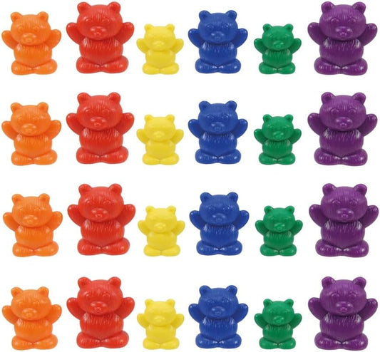 EAI Education Bear Counters: 3 Sizes: 6 Colors - Set of 96 in a jar