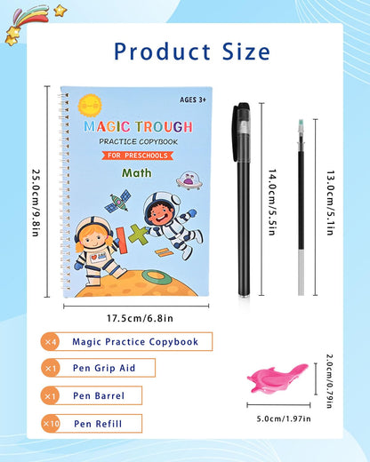 Magic Grooved Writing Practice for Kids - Grooved Writing Books for Kids 3-5 - Handwriting Practice Workbooks for Kids 8-10 - Preschool Tracing Books