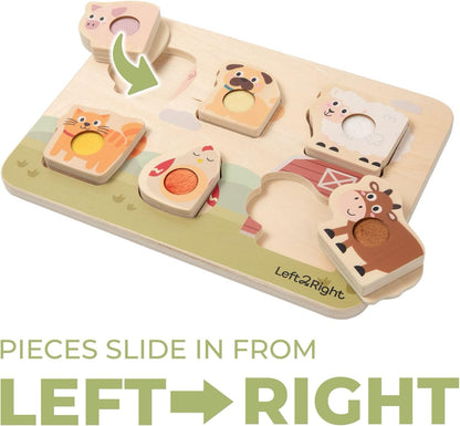 LEFT2RIGHT Wooden Puzzle for Toddlers 1-3 | Montessori Puzzle for 2 Year Old | Best Educational Puzzle for Motor Skills & Sensory Learning | Wooden Peg Puzzles for Toddlers 1-3 Transportation Edition