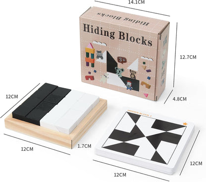 QZMTOY Wooden Blocks Puzzle Table Games for Kids Ages 3+, Brain Teaser Puzzle Game with 80 Challenges, STEM Montessori Toys for Boys Girls, Travel Toys, Stocking Stuffers