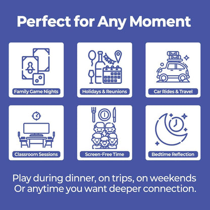 ConvoCards – 150 Family Conversation Cards with Bingo Boards, Fun Dinner Table Game with 6 Categories of Engaging Questions for Kids, Teens & Adults to Connect, Game Night & Road Trip Group Activity