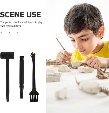 BESTonZON Archaeological Excavation Tools Kit for Kids 10-Piece Dinosaur Digging Set with Hammer Chisel Brush Gemstone Dig Toys for Educational Science Play