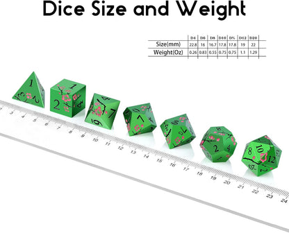 DnDnD Heavy Polyhedral Metal Dice Set with Metal Box, 7-die Shiny Blue Surface with Golden Number for RPG,Dungeons and Dragons,Pathfinder,Shadowrun,D&D,Role Palying Game and Math Teaching - Colors B