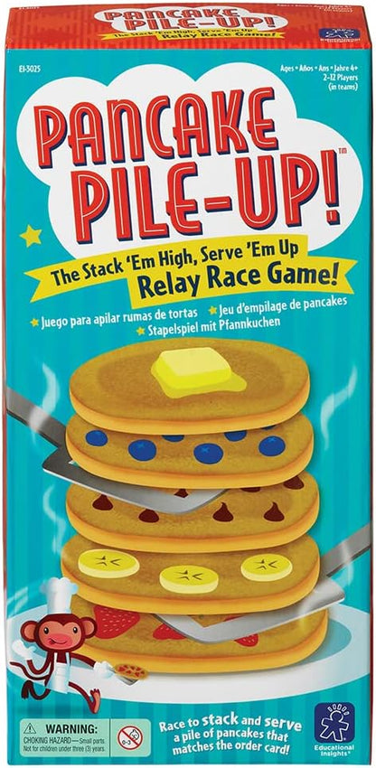 Educational Insights Pancake Pile-Up - Relay Race Games for Kids, Gross Motor Preschool Games for 4 Year Olds, Birthday Party Activities, Matching and Patterning Toddler Game