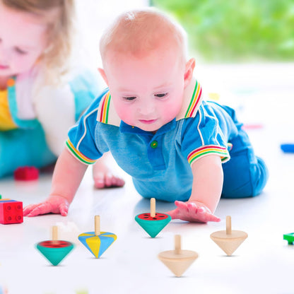 NUOBESTY 12Pcs Wood Spinning Tops, DIY Blank Painting Gyroscope Toy for Kids Art Crafts, Unfinished Hand Painted Spin Top Bulk for Classroom, Party Favors, Kindergarten Education