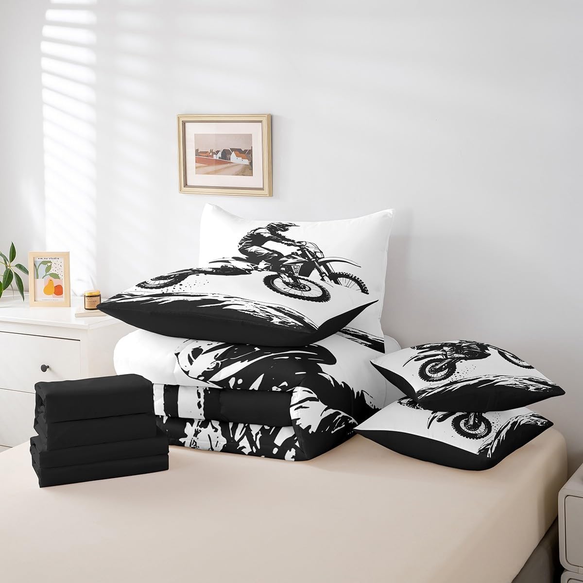 Erosebridal Chemistry Comforter Set with Sheets Full Size Periodic Table of Elements Bed in A Bag 7 Piece Science Chemistry Lovers Bedding Set for Kids Boys Children Bedroom Modern Black Bed Sets