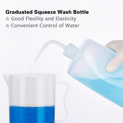 Plastic Graduated Cylinder and Beaker Set, 10ml 25ml 50ml 100ml Graduated Cylinders, 50ml 100ml 250ml 500ml 1000ml Plastic Science Beakers, Ideal for School and Kid Science Lab
