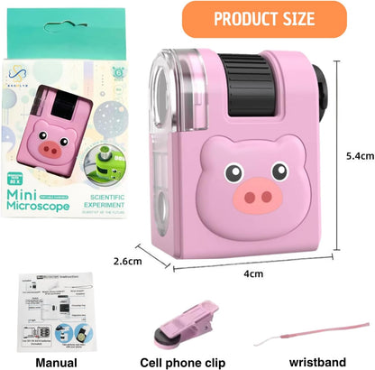 2026 New Kids Pocket Microscope Toy - 60x-80x Handheld Portable Science Kit with LED Light - STEM Educational Gift & Christmas Stocking Stuffer for Boys & Girls Age 3-12 (Green Frog)