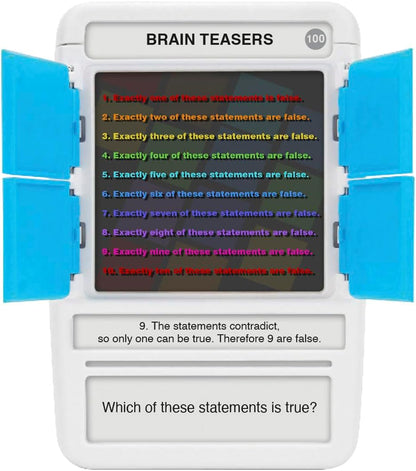 100 PICS Brain Teasers Travel Game - Solve 100 Puzzles | Flash Cards with Slide Reveal Case | Card Game, Gift, Stocking Stuffer | Hours of Fun for Kids and Adults | Age 6+