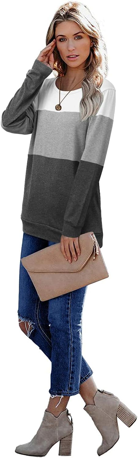CRAZY GRID Womens Trendy Long Sleeve Shirts Casual Loose Soft Sweatshirt Fall Tops
