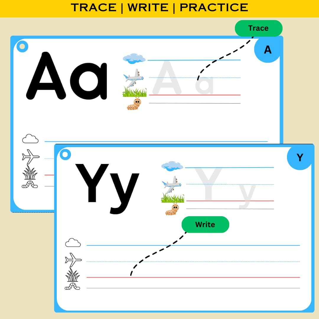 STEPUP Dry Erase Alphabet Flash Cards - Dry Erase Letter Tracing Cards for Kids Ages 3-7 Lower case Letter for Kindergarten Preschool and Toddlers Writing Practice