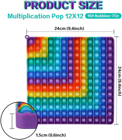 Multiplication Table Rainbow Math Game Toy Push P0PP Restless Toy Bubble Restless Game for Learning Math Multiplication Calculation Operations [15x15 Multiplication Table]