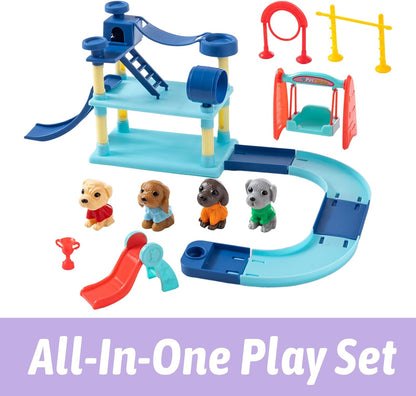Pet Track Set, Pet Sensory Bin for Kids, All-in-One Animal Sensory Sand Kit with Dog Playset & Tools