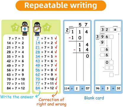 Lachilly 1-12 Multiplication & Division Table Cards Set– Educational Math Flashcards for Kids Self Check Classroom Home Learning Aids Elementary School Montessori Teacher Teaching Aids