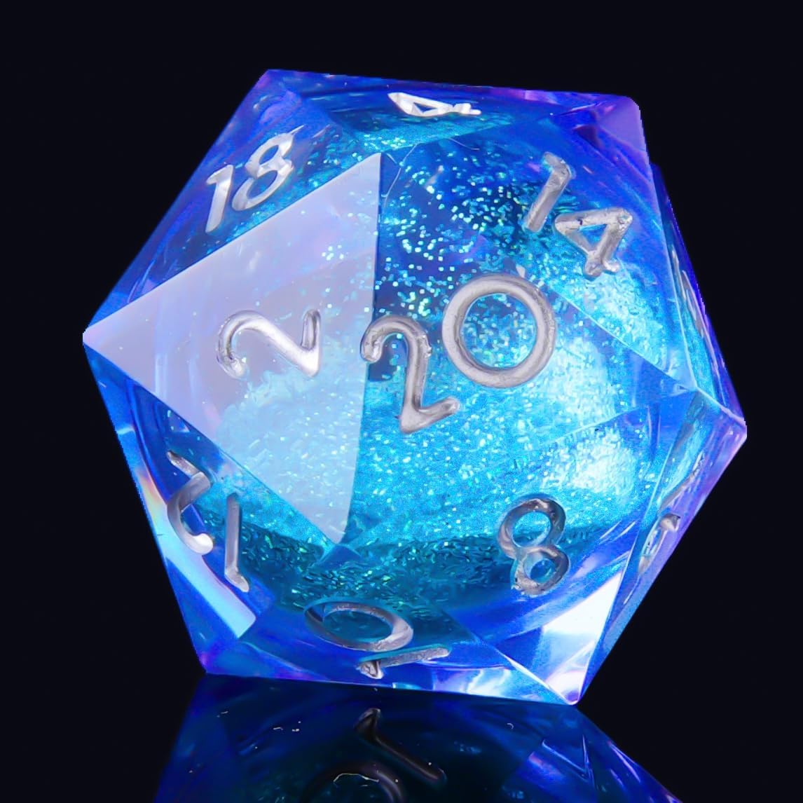 YEMEKO Beholder'S Eye D20 Dice Dragon Eye DND 22MM Single with Resin Sharp Edge 20 Sided D&D Handmade Polyhedral for Dungeons and Dragons, RPG, Roleplaying Games MTG Table Games(Blue Gold)