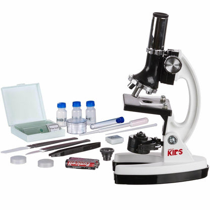AmScope M30-ABS-KT1-WM 120X-240X-300X-480X-600X-1200X Educational Metal Arm Kids Compound Microscope Kit + Book