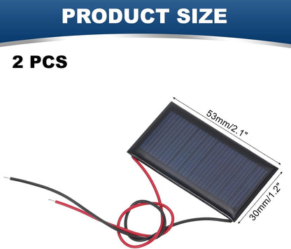 MECCANIXITY 2 Pcs 5.5V 0.44W 70mA Mini Solar Panels, Small Polycrystalline Solar Cell Panel with 2 Cable for DIY Electric Toy Materials Kits Charger, 60mm x 60mm