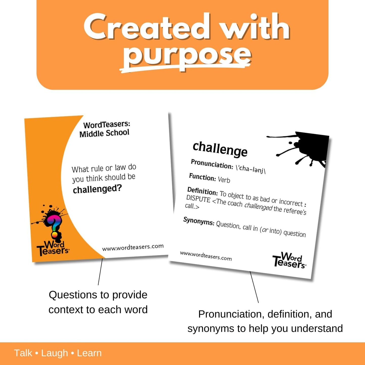 ? WORD TEASERS Junior - Vocabulary Word Game for Kids 8+ - Fun Family Conversation Starters - Reading Games for Elementary & Middle School - 150 Vocabulary Flash Cards/Conversation Cards