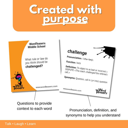 ? WORD TEASERS Junior - Vocabulary Word Game for Kids 8+ - Fun Family Conversation Starters - Reading Games for Elementary & Middle School - 150 Vocabulary Flash Cards/Conversation Cards