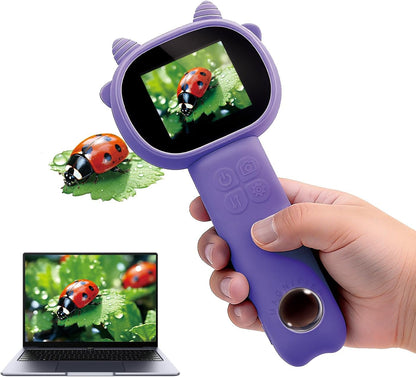 Microscope for Kids 500x Magnification,4X Zoom Mini Pocket Handheld Microscope with 2.0" Screen for Toddlers-STEM Educational Science Kit Toddler for Boys Girls Aged 3-12(Black)