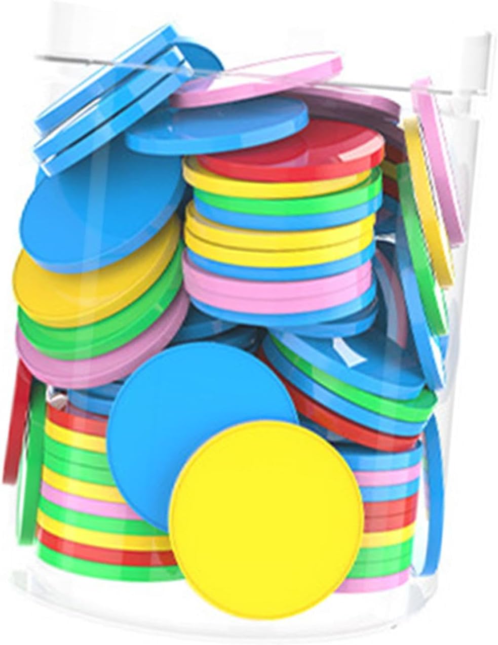100 Pieces 1 inch Math Manipulatives Counting Chips Discs Sturdy Versatile Accessory for Game Activities with Storage Box, Colorful