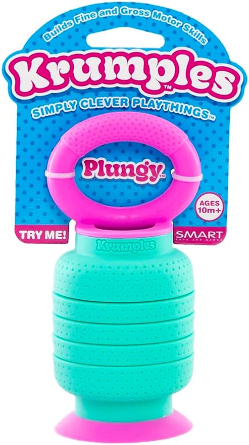 KRUMPLES Plungy Blue Sensory Suction Toy for Ages 10M+ | BPA-Free Silicone Fidget | Promotes Fine Motor Skills | Dishwasher Safe | Ideal Baby and Toddler Gift | Fun for All Ages