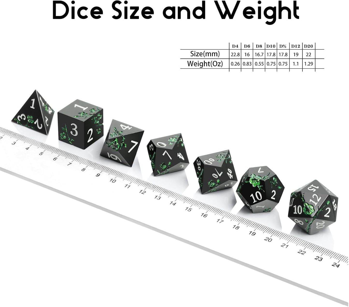 DnDnD Heavy Polyhedral Metal Dice Set with Metal Box, 7-die Shiny Blue Surface with Golden Number for RPG,Dungeons and Dragons,Pathfinder,Shadowrun,D&D,Role Palying Game and Math Teaching - Colors B