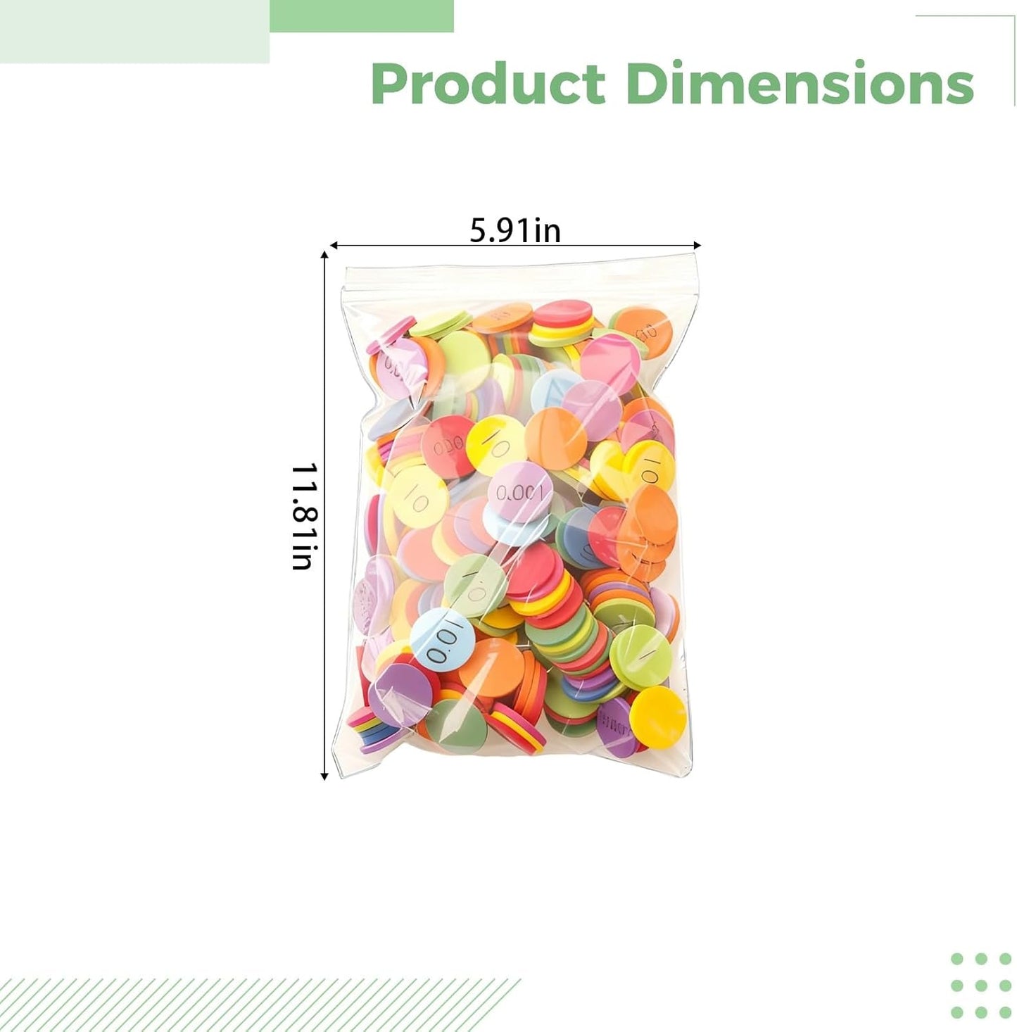 Decimal Discs, 900 Pcs Place Value Discs for Elementary Math, Eva Foam Manipulatives, Round Counters, Homeschool Supplies, 11.8 X 5.9 X 2.4 in