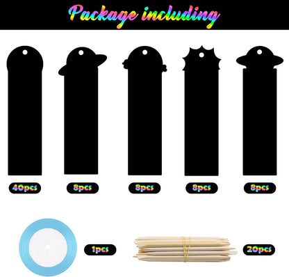 CY2SIDE 72PCS Solar System 9 Planets Scratch Bookmarks for Kids, Outer Space Theme Scratch Card Craft Kits, Galaxy Star Magic Art Rainbow Color Craft Kit for School Party Favors
