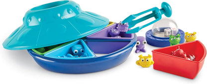 Learning Resources Oodles of Aliens Sorting Saucer - Board Stacking Games, Fine and Gross Motor Skills, Montessori Sensory Toys, Counting for Preschoolers, Homeschool, Gifts for Boys and Girls