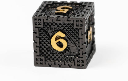 UDIXI Steampunk Metal Dice Set, 7 Die Polyhedral DND Dice Set for D&D Role Playing Game and Math Teaching (Ancient Copper)