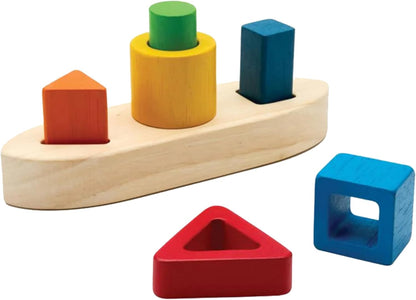 PlanToys® Sorting Boat Toy | Wooden Shape Sorter Toy for Toddlers 3+ | Montessori Educational Boat Puzzle with 6 Blocks | Develops Fine Motor Skills, Shape Matching & Problem-Solving