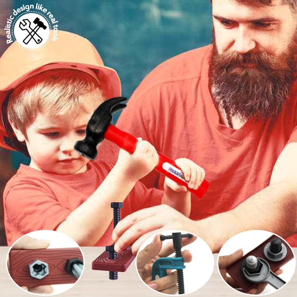 21 Pieces Kids Toy Tool Set and Power Play Tools, Construction Toys Working Tools Educational Pretend Role Play Set with a Handy Storage Box and Portable Sturdy Ideal Gifts Toolkit for Toddlers