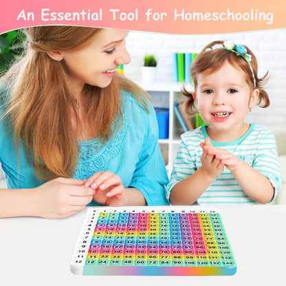 Rainbow Multiplication Table Game Learning Board, 9x9 Educational mathSTEM Sensory Math Toy, Classroom & Homeschool Learning Game, Multiplication Flash Cards Table Chart for Kids