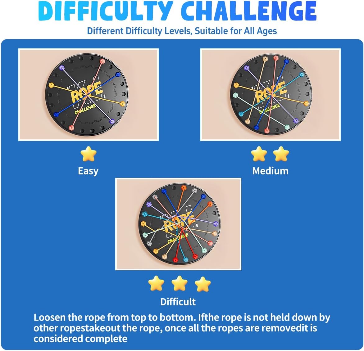 Rope Challenge Game, Rope Untangling Puzzle Game Brainy Strategy Board Games Challenge Rope Escape Game for Kids & Adults- Multi-Level Logic Game Family Travel-Friendly Educational Toys
